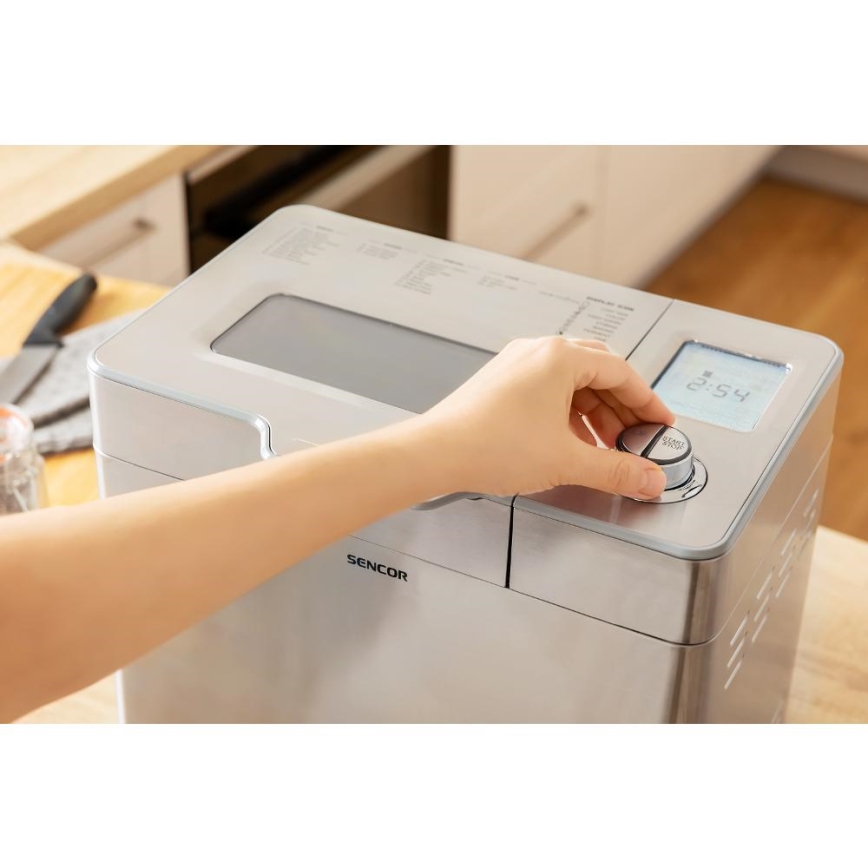 Sencor - Brødmaskine til hjemmebrug 550W/230V mat krom