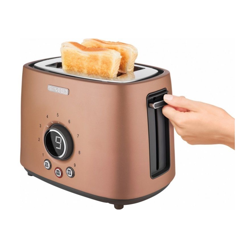 Sencor - Brødrister med 2 åbninger 1000W/230V kobberfarvet