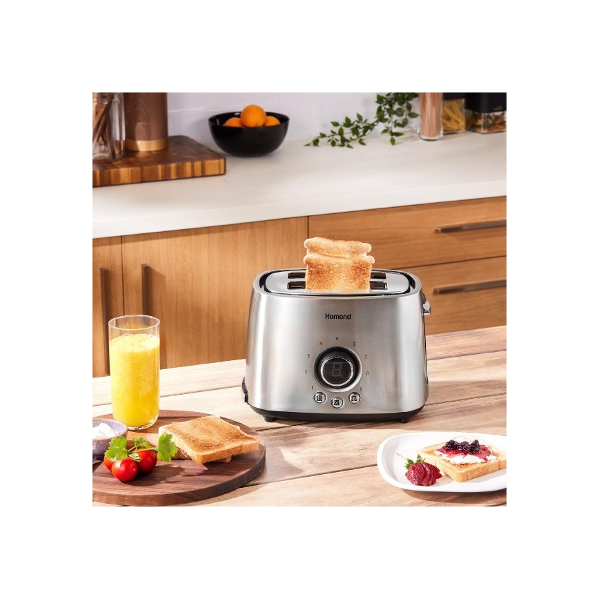 Sencor - Brødrister med 2 åbninger 1000W/230V sølvfarvet