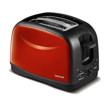 Sencor - Brødrister med 2 åbninger 850W/230V rød