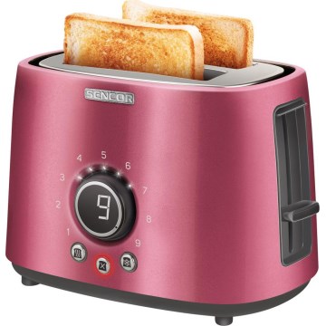 Sencor - Brødrister til 2 skiver med varmehylde 1000W/230V pink