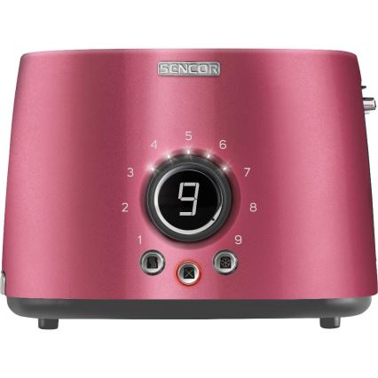 Sencor - Brødrister til 2 skiver med varmehylde 1000W/230V pink