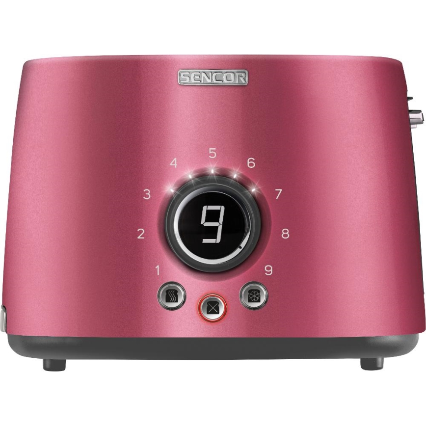 Sencor - Brødrister til 2 skiver med varmehylde 1000W/230V pink