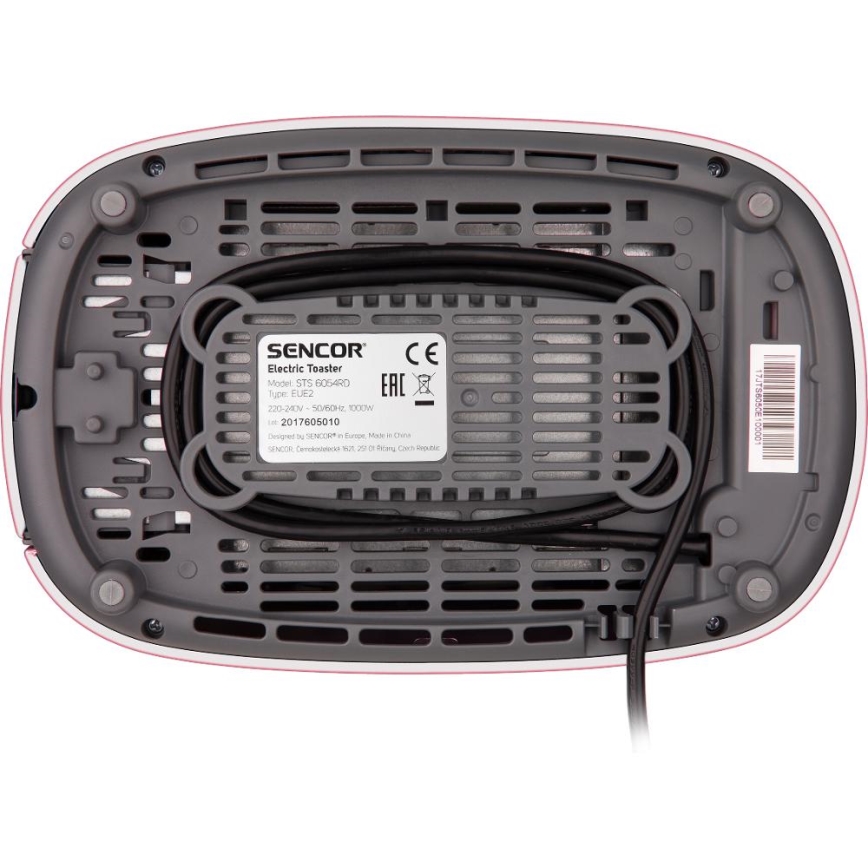 Sencor - Brødrister til 2 skiver med varmehylde 1000W/230V pink