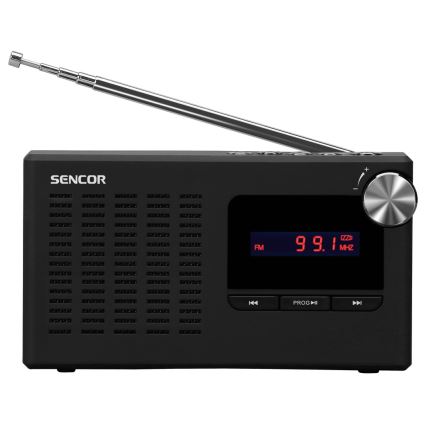 Sencor - Bærbar PLL FM-radiomodtager 5W 800 mAh 3,7V USB og MicroSD