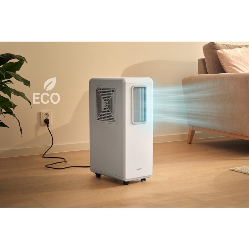Sencor - Bærbart klimaanlæg 4-i-1 200W/230V 1800 BTU hvid + fjernbetjening