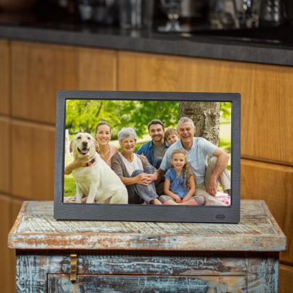 Sencor - Digital fotoramme 13,3 med højttaler, 230V, antracitfarvet + fjernbetjening