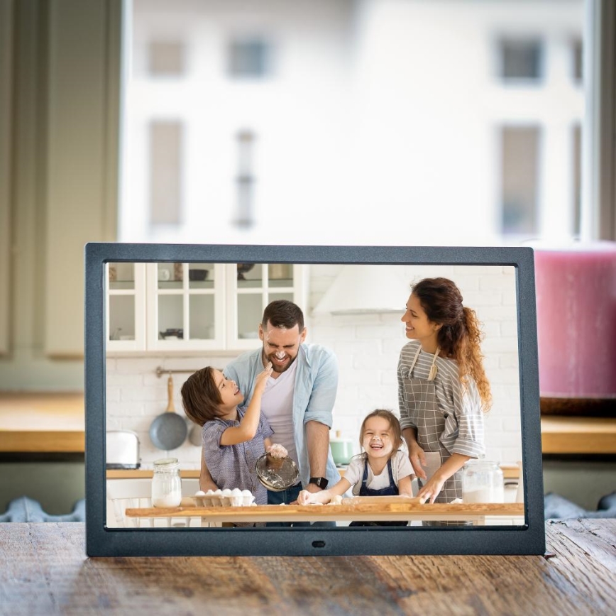 Sencor - Digital fotoramme 15,4 med højttaler 230V sort + fjernbetjening