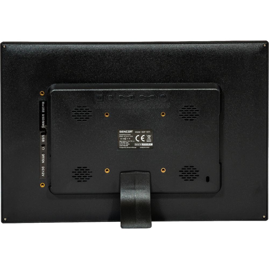 Sencor - Digital fotoramme 15,4 med højttaler 230V sort + fjernbetjening