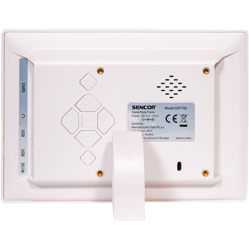 Sencor - Digital fotoramme 7 med højttaler 230V hvid + fjernbetjening