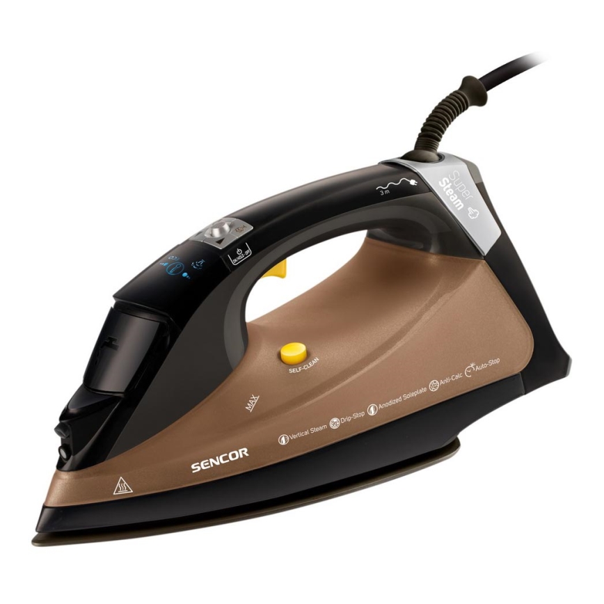 Sencor - Digitalt strygejern 3100W/230V brun/sort