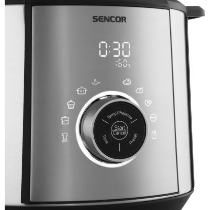 Sencor - Elektrisk trykkoger m. LCD-skærm 1100W/230V 10 funktioner 5,5 l