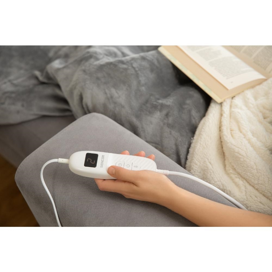 Sencor - Elektrisk varmetæppe 160W/230V 180x130 cm grå