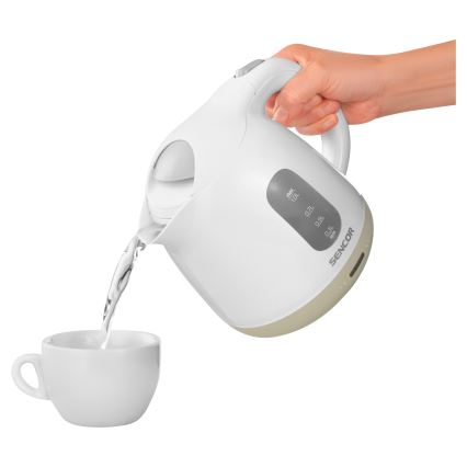 Sencor - Elkedel 1 l 1100W/230V hvid/beige