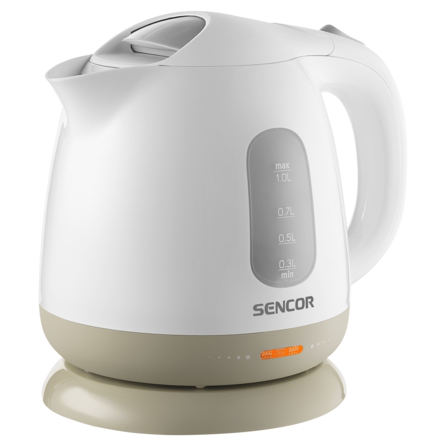 Sencor - Elkedel 1 l 1100W/230V hvid/beige