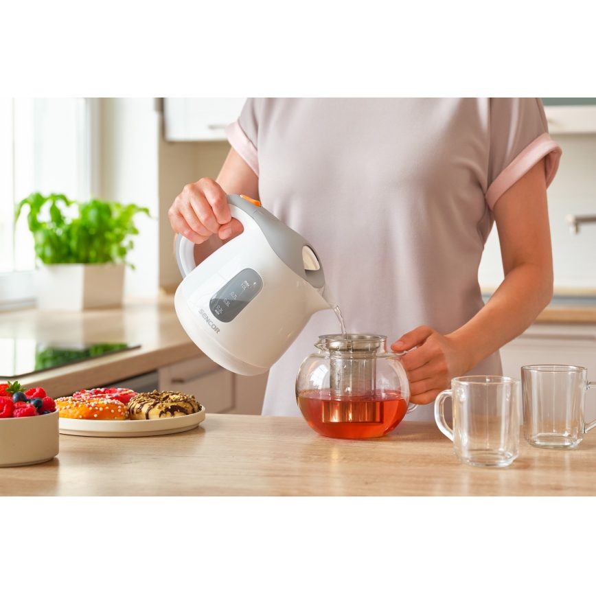 Sencor - Elkedel 1 l 1100W/230V hvid/grå