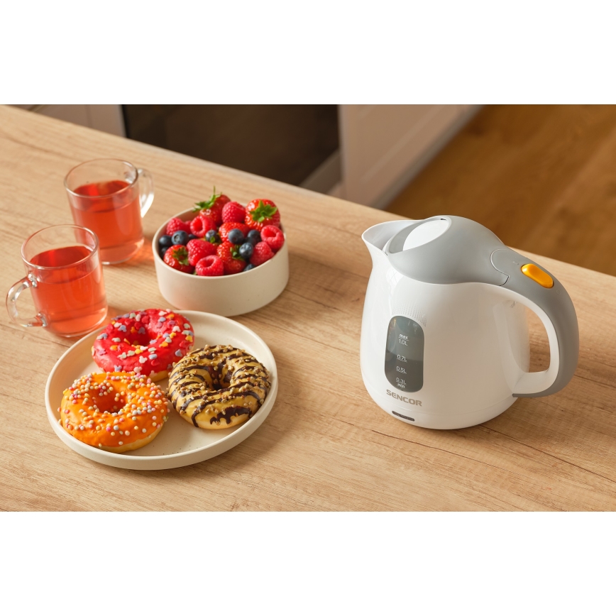 Sencor - Elkedel 1 l 1100W/230V hvid/grå
