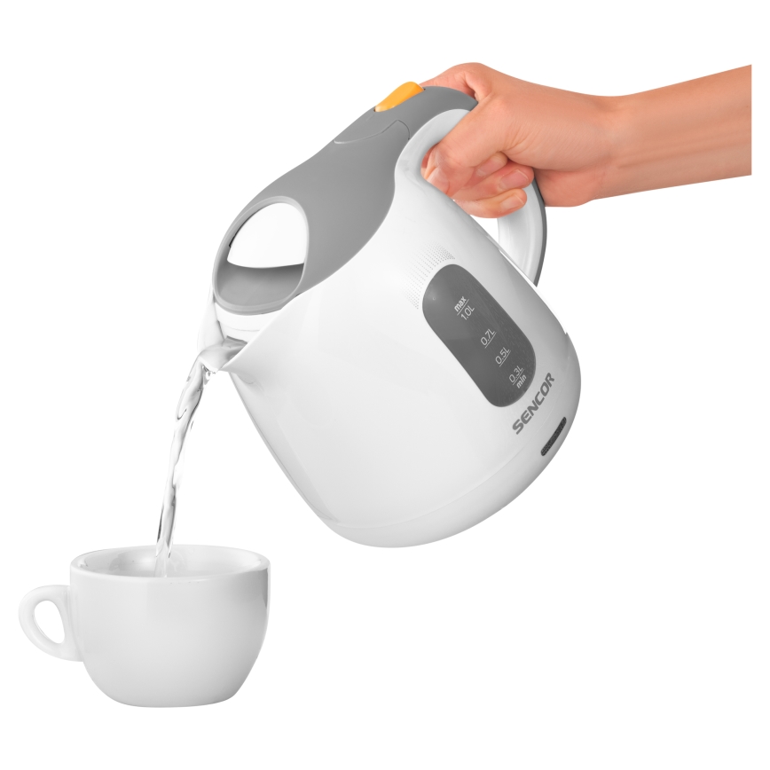 Sencor - Elkedel 1 l 1100W/230V hvid/grå