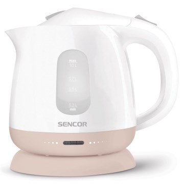 Sencor - Elkedel 1 l 1100W/230V hvid/lyserød