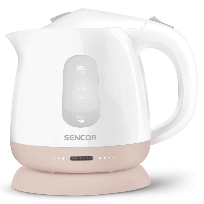 Sencor - Elkedel 1 l 1100W/230V hvid/lyserød