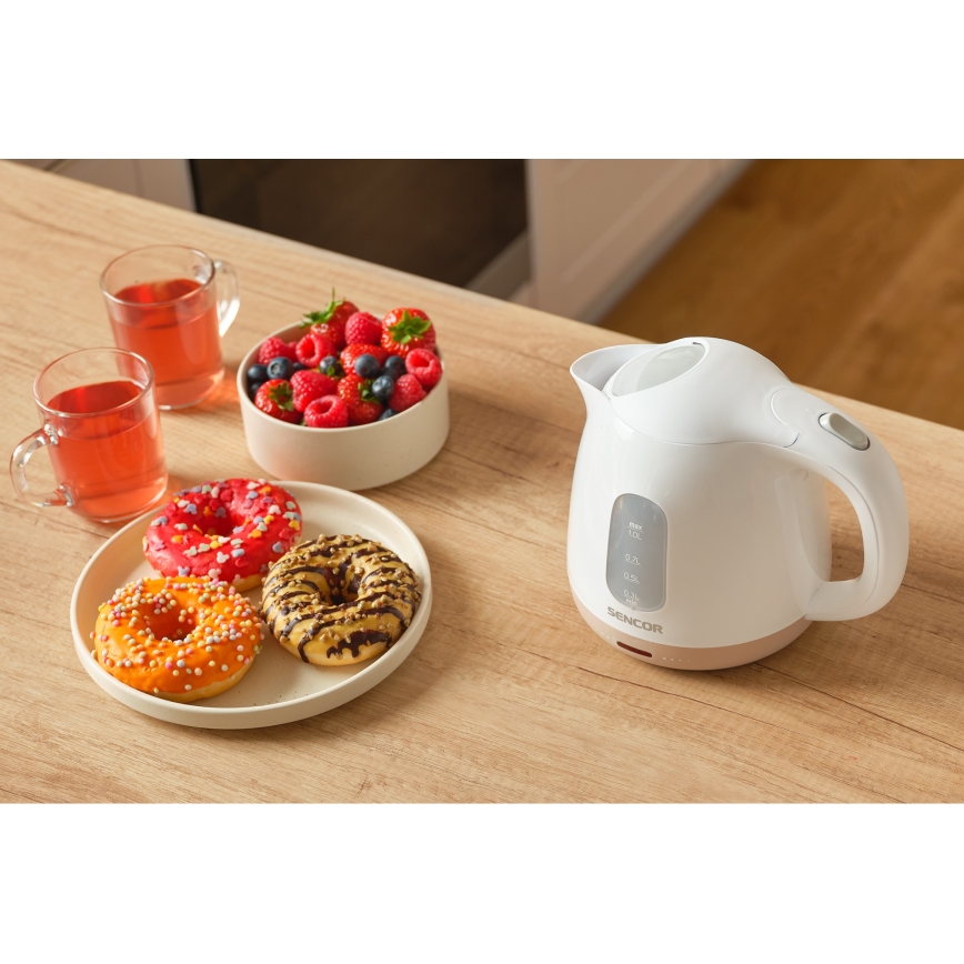 Sencor - Elkedel 1 l 1100W/230V hvid/lyserød
