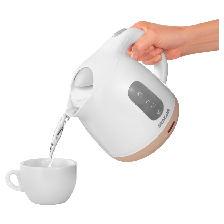 Sencor - Elkedel 1 l 1100W/230V hvid/lyserød