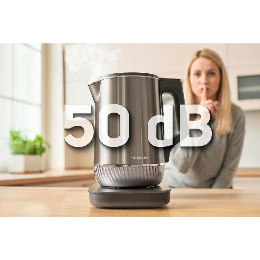 Sencor - Elkedel med temperaturkontrol 1,7 l 1800 W/230 V rustfrit stål