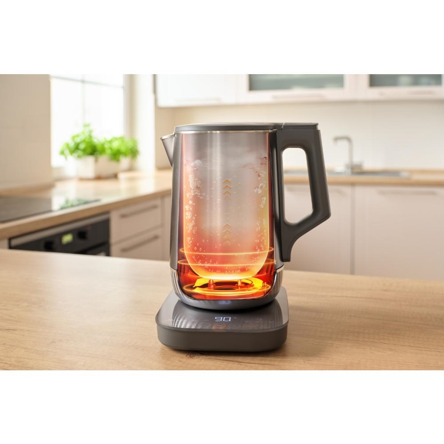 Sencor - Elkedel med temperaturkontrol 1,7 l 1800 W/230 V rustfrit stål