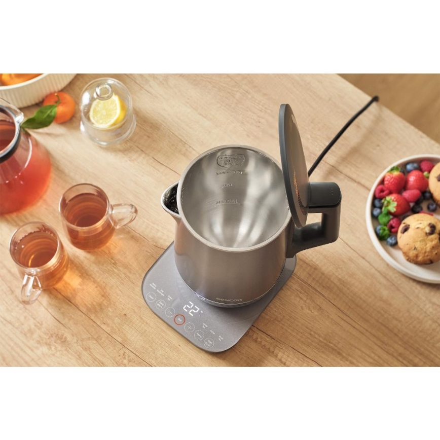 Sencor - Elkedel med temperaturkontrol 1,7 l 1800 W/230 V rustfrit stål