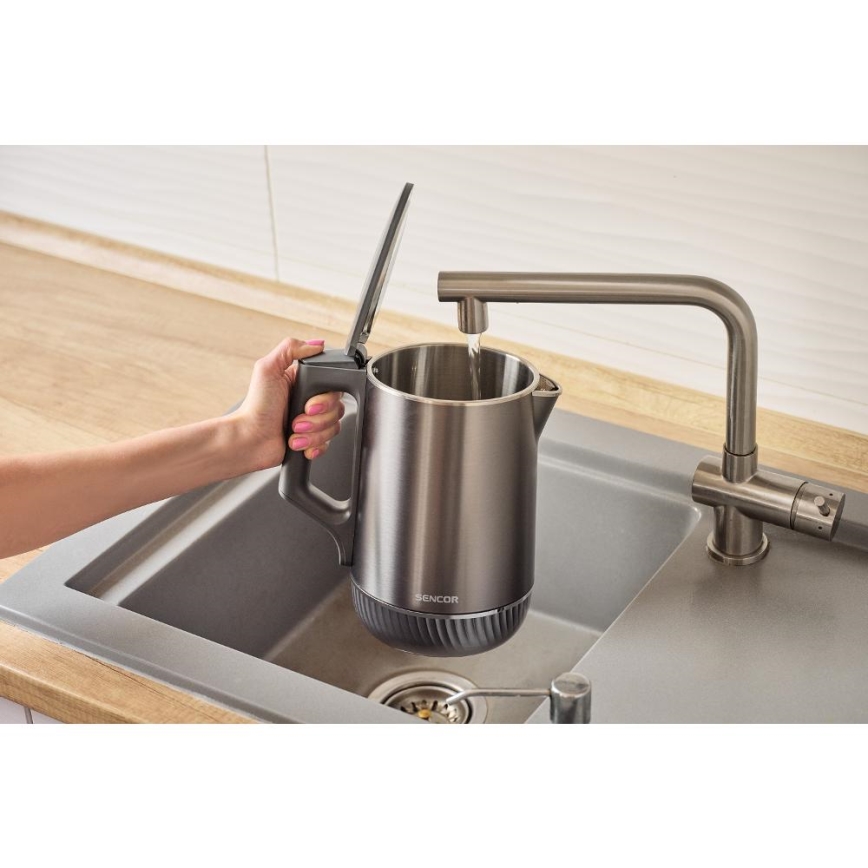Sencor - Elkedel med temperaturkontrol 1,7 l 1800 W/230 V rustfrit stål