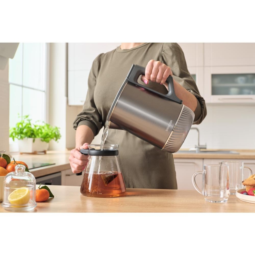 Sencor - Elkedel med temperaturkontrol 1,7 l 1800 W/230 V rustfrit stål