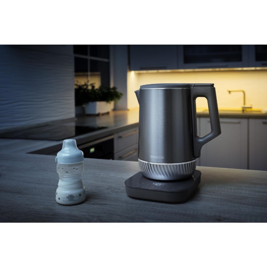 Sencor - Elkedel med temperaturkontrol 1,7 l 1800 W/230 V rustfrit stål