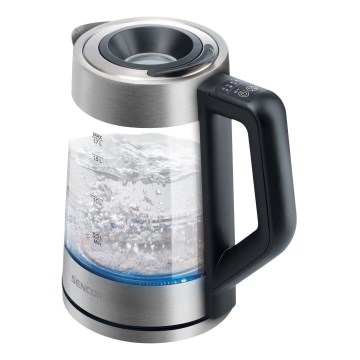 Sencor - Elkedel med temperaturregulering 1,7 l 2200W/230V mat krom/sort