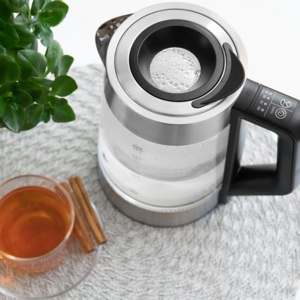 Sencor - Elkedel med temperaturregulering 1,7 l 2200W/230V mat krom/sort