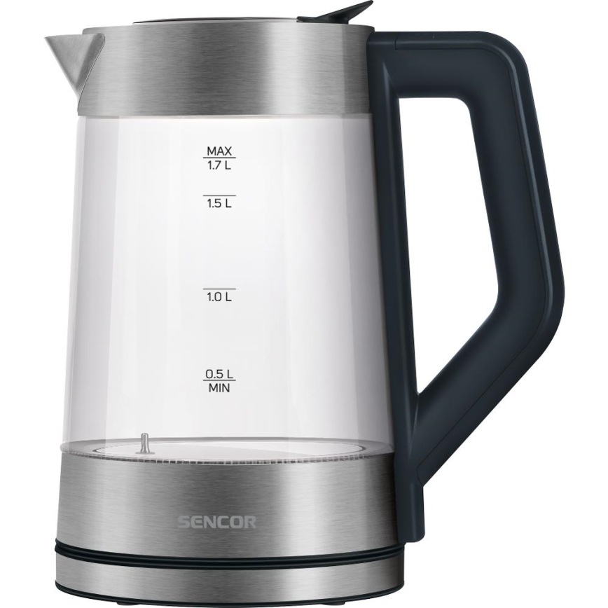 Sencor - Elkedel med temperaturregulering 1,7 l 2200W/230V mat krom/sort