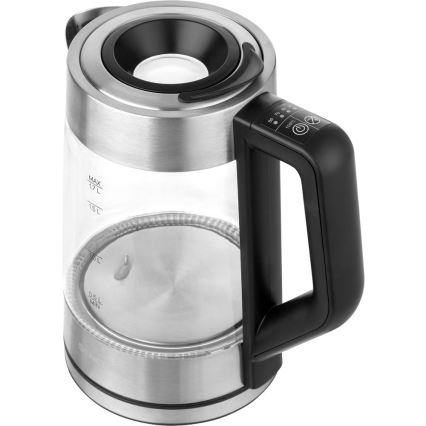 Sencor - Elkedel med temperaturregulering 1,7 l 2200W/230V mat krom/sort