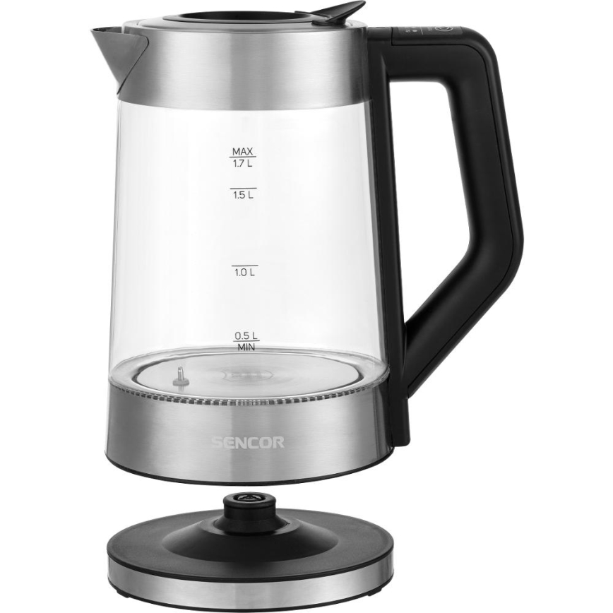 Sencor - Elkedel med temperaturregulering 1,7 l 2200W/230V mat krom/sort