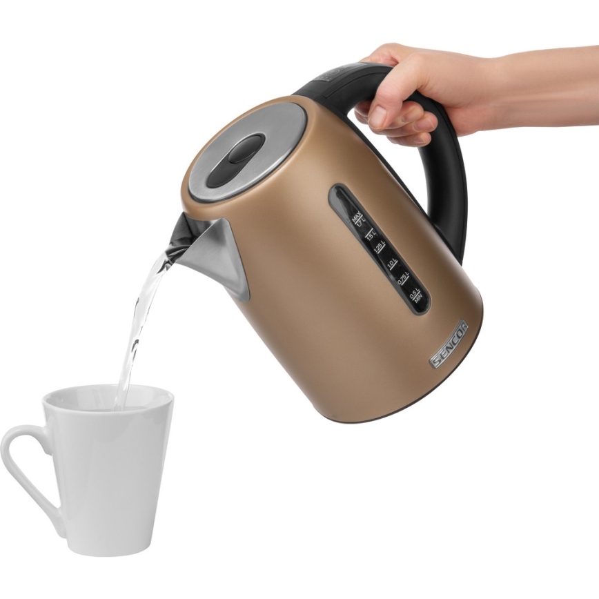 Sencor - Elkedel med termoregulering 1,7 l 2150W/230V brun