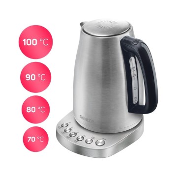 Sencor - Elkedel med termoregulering 1,7 l 2200W/230V rustfrit stål