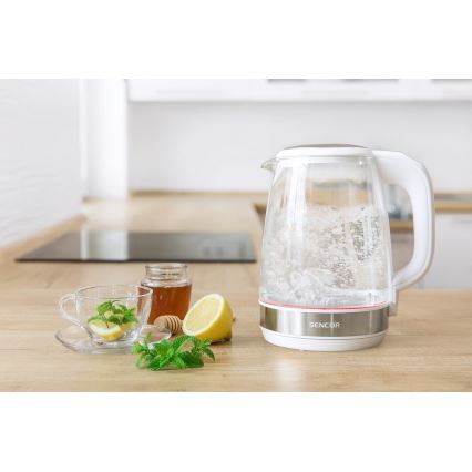 Sencor - Elkedel med termoregulering 2 l 2200W/230V hvid