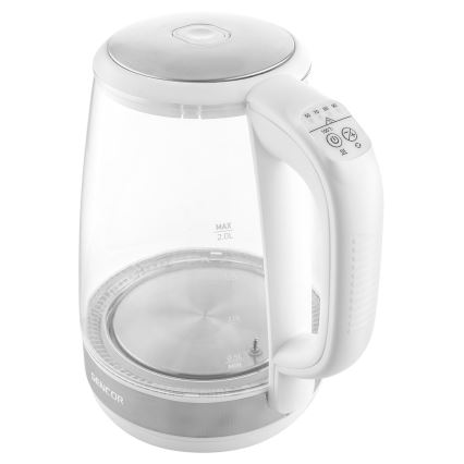 Sencor - Elkedel med termoregulering 2 l 2200W/230V hvid