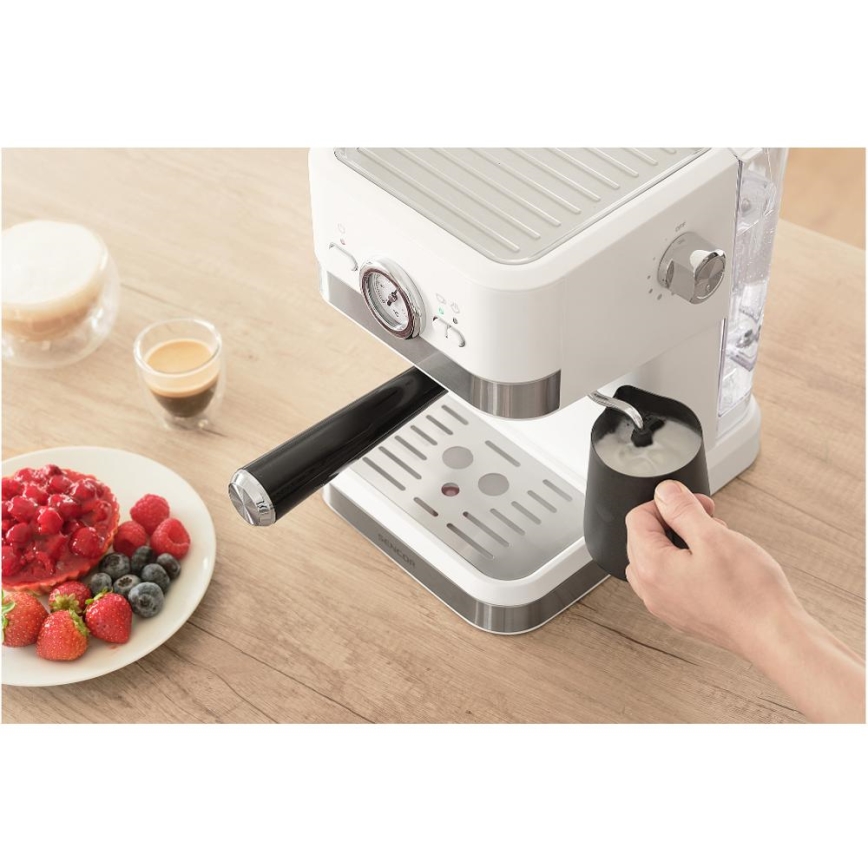 Sencor - Espressomaskine med stempel 1050W/230V hvid/mat krom