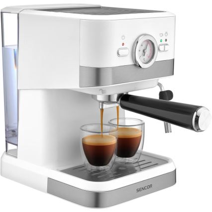 Sencor - Espressomaskine med stempel 1050W/230V hvid/mat krom