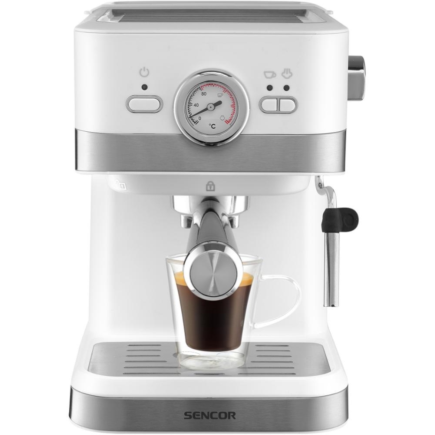 Sencor - Espressomaskine med stempel 1050W/230V hvid/mat krom