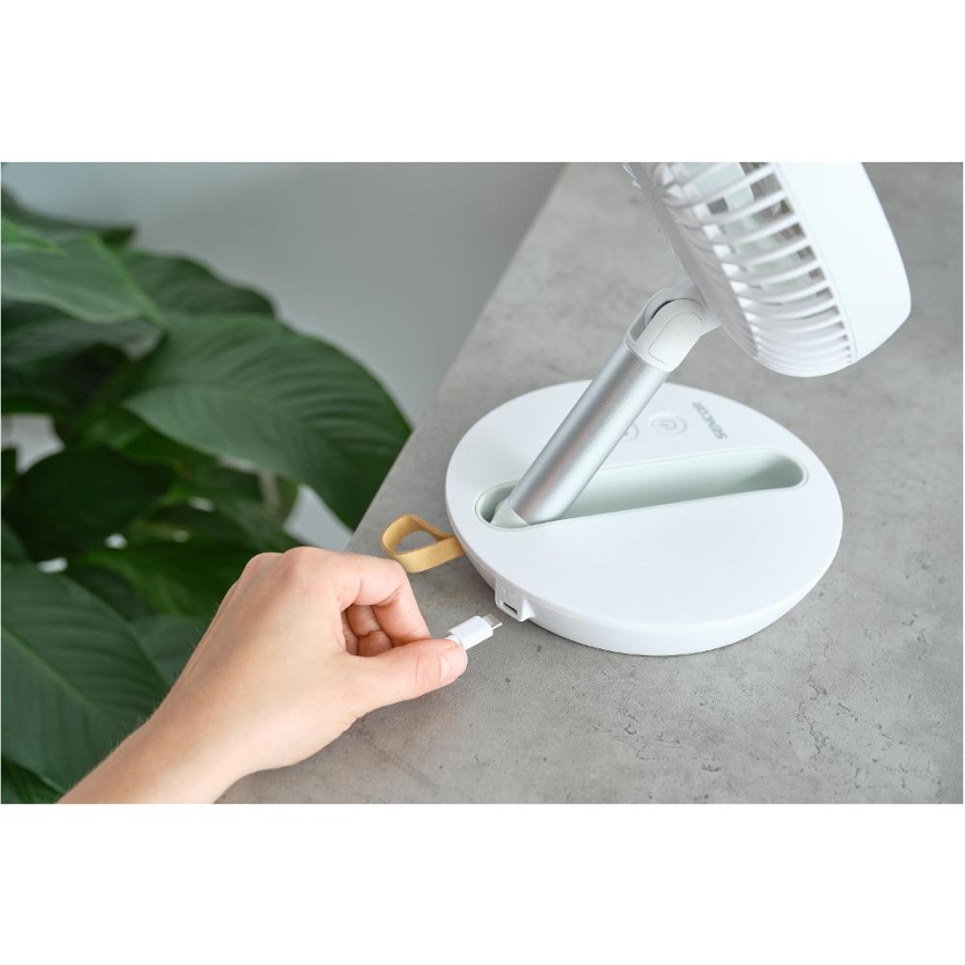 Sencor - Genopladelig bordventilator 5W/5V 4000 mAh hvid
