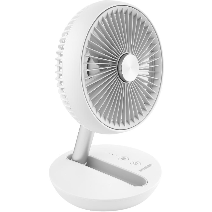 Sencor - Genopladelig bordventilator 5W/5V 4000 mAh hvid