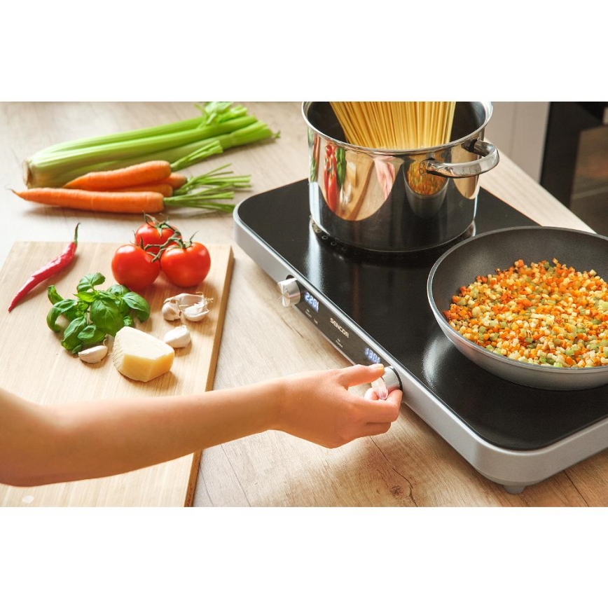Sencor - Glaskeramisk kogeplade med 2 kogezoner med LCD-display 3500W/230V