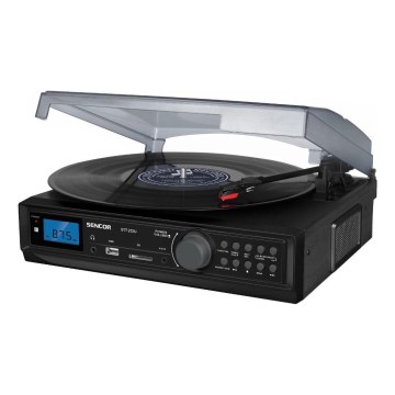 Sencor - Gramofon med USB/SD/FM 8W/230V + fjernbetjening