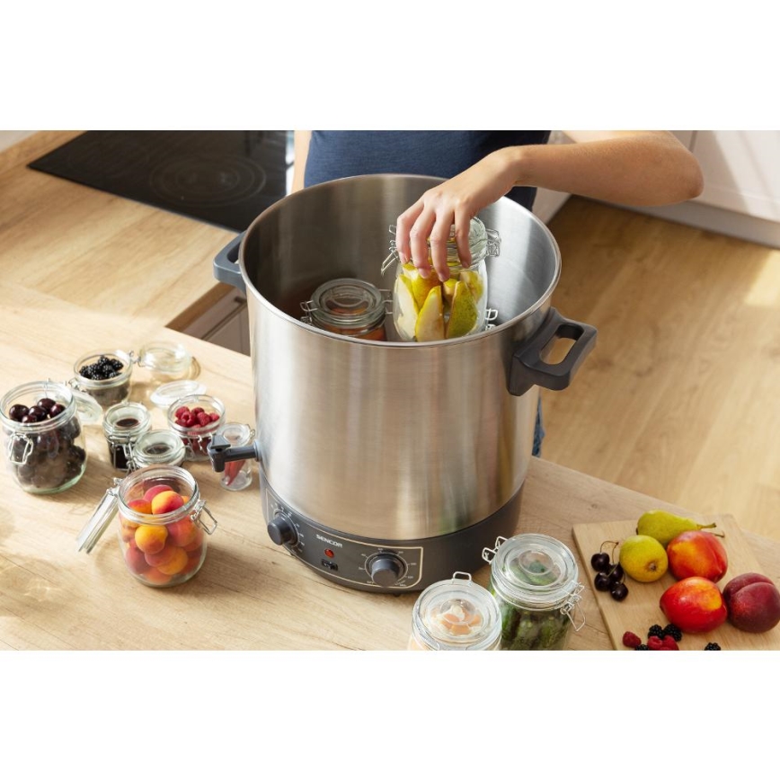 Sencor - Gryde til konservering 27 l 1800W/230V rustfrit stål/grå
