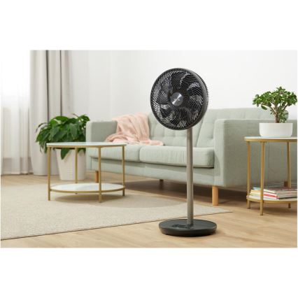 Sencor - Gulvventilator 3D UltraSilent 26W/230V Wi-Fi sort + fjernbetjening